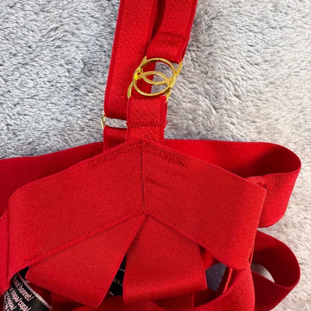Victoria’s Secret Bra 34C Red Strappy Cage Underwire Cutout - Picture 6 of 7
